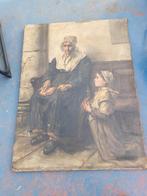 Antiek Schilderij - Vrouw en Kind, Ophalen of Verzenden