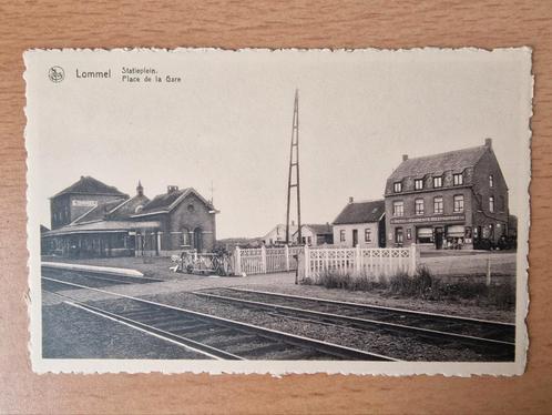 Lommel, Stationsplein, Station en Hotel, Verzamelen, Ansichtkaarten | België, Ongelopen, Limburg, 1940 tot 1960, Ophalen of Verzenden