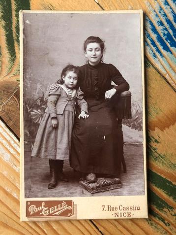 Moeder en dochter cdv carte de visite oude antieke foto 