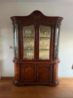 Antieke vitrinekast buffetkast servieskast gebogen glas, Ophalen, 150 tot 200 cm, 25 tot 50 cm, Glas