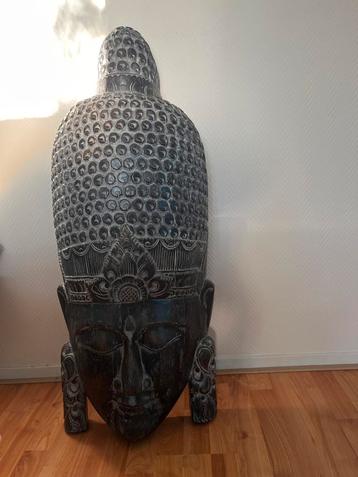 Groot Houten Boeddhabeeld / Masker beschikbaar voor biedingen