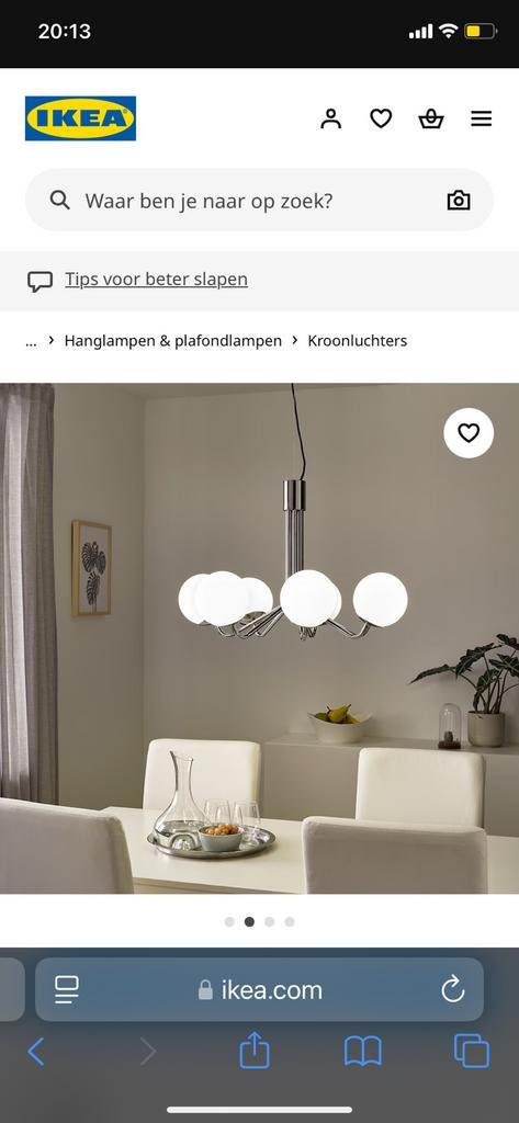 Kroonluchter 7-armig, verchroomd/opaalwit glas, 70 cm, Huis en Inrichting, Stoffering | Behang, Wit, Ophalen of Verzenden