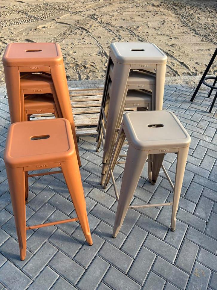 Partij Tolix barkrukken, Huis en Inrichting, Barkrukken, Gebruikt, 60 tot 90 cm, Metaal, 5 krukken of meer, Met voetsteun, Ophalen