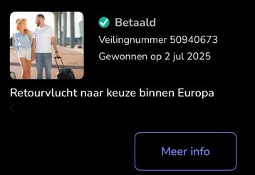 2 persoons vlucht binnen europa retour beschikbaar voor biedingen