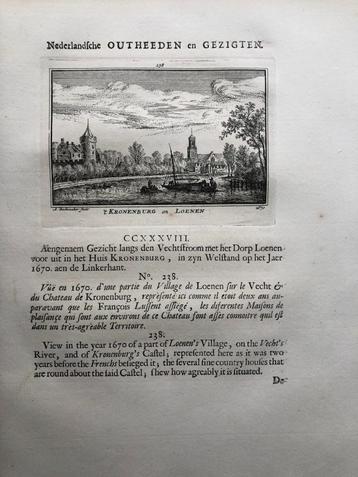 238 / Loenen Huis Kroonenburg Kopergravure 1732 beschikbaar voor biedingen