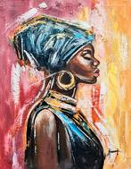 Afrikaanse Dame (Ibrahim Sesay Jr), Antiek en Kunst, Kunst | Schilderijen | Modern, Ophalen of Verzenden