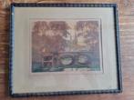 Litho Le Pont Neuf te Chartres. Ingekleurd. Ingelijst., Ophalen of Verzenden