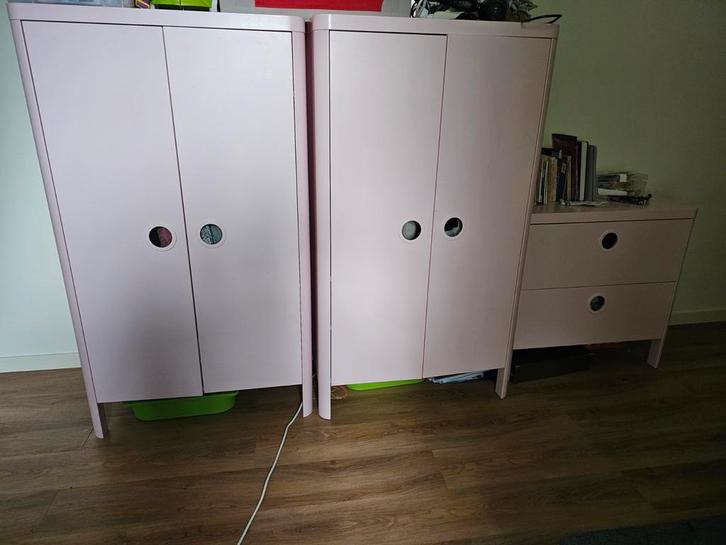 Roze Kinderkledingkast set, Huis en Inrichting, Kasten | Kledingkasten, Gebruikt, 150 tot 200 cm, 50 tot 100 cm, 50 tot 75 cm