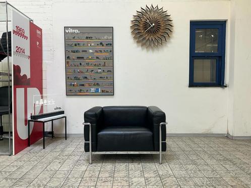 Cassina | Le Corbusier | LC3 | Zwart Leder | 1x, Huis en Inrichting, Fauteuils, Gebruikt, Leer, Metaal, Stof, 75 tot 100 cm, 75 tot 100 cm