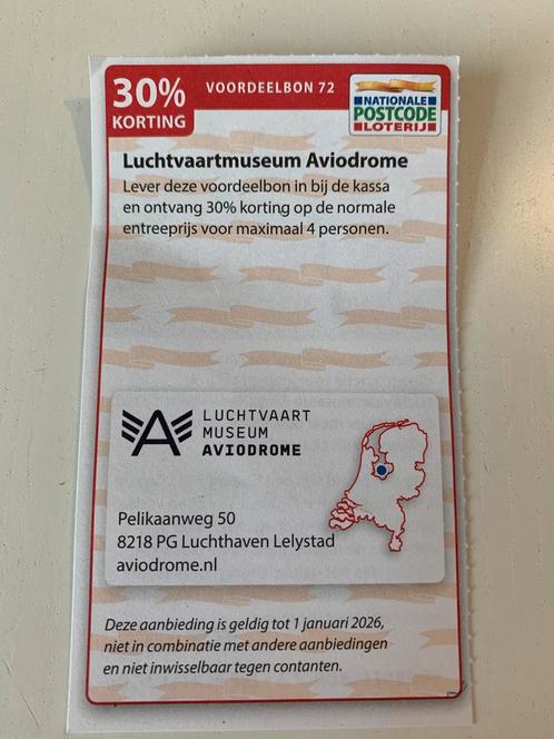 Aviodrome 30% korting maximaal 4 personen, Tickets en Kaartjes, Kortingen en Cadeaubonnen, Drie personen of meer, Overige typen