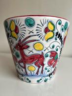 Vintage Groot ITALY Deruta Bloempot Hertjes Bloemen Ø20 70’s, Antiek en Kunst, Ophalen of Verzenden