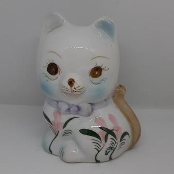 Vintage poezen spaarpot met blauwe oortjes beschikbaar voor biedingen