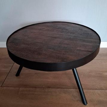 rond Mangohout (bijzet) tafel met metalen frame beschikbaar voor biedingen