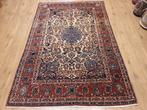 Vintage handgeknoopt oud perzisch tapijt isfahan 225x146, Info@SlatsAntiek.nl, Crème, Gebruikt, 100 tot 150 cm
