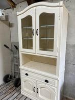 Eiken buffetkast met glas in lood deurtjes 100x207, Ophalen, Gebruikt, Eikenhout, 50 tot 100 cm