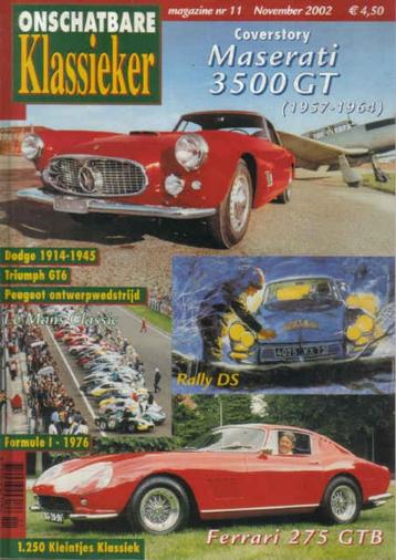 OK 11 2002 : Maserati 3500GT - Ferrari 275 GTB - Triumph GT6 beschikbaar voor biedingen