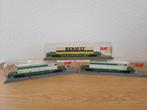 Jouef 3 stuks dubbelas Containerwagons, Renault, Crono Froid, Gebruikt, Gelijkstroom, Jouef, Wagon