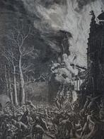 Gravure brand Oude Schans Amsterdam, 1658, neerstorten gevel, Antiek en Kunst, Verzenden