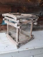 Houten Windlicht met Glas, Antiek en Kunst, Ophalen of Verzenden