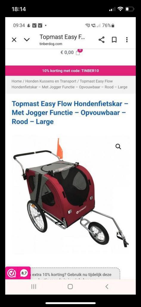 Topmast easy flow hondenfietskar., Dieren en Toebehoren, Honden-accessoires, Zo goed als nieuw, Ophalen
