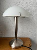 Tafellamp/ schemerlamp RVS met glazen melkglas, Ophalen, Zo goed als nieuw, Metaal, Minder dan 50 cm