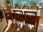 Eettafel en 6 eetkamerstoelen, Huis en Inrichting, Complete eetkamers, 4 tot 6 stoelen, Gebruikt, Ophalen