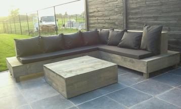 Steigerhout Hoekbank Chaise Longue loungeset loungediningset beschikbaar voor biedingen