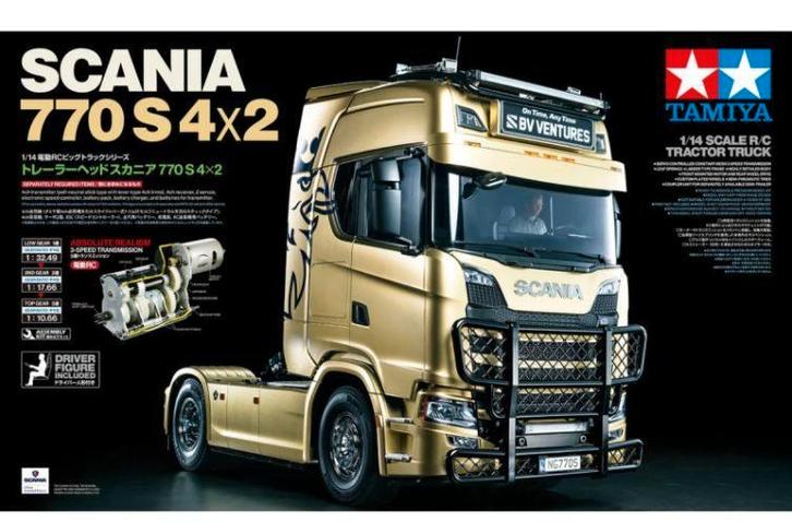 Tamiya bouwpakket vrachtwagen 56379 1:14 RC Scania 770 S 4x2, Hobby en Vrije tijd, Modelbouw | Auto's en Voertuigen, Nieuw, Truck