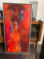 Abstract Schilderij in Rode Tinten in baklijst, Antiek en Kunst, Kunst | Schilderijen | Abstract, Ophalen