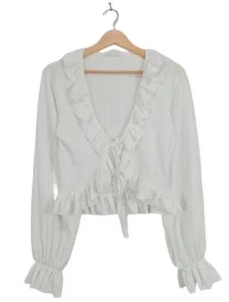 ruffled blouse van Zara, maat M, Kleding | Dames, Blouses en Tunieken, Zo goed als nieuw, Maat 38/40 (M), Wit, Ophalen of Verzenden