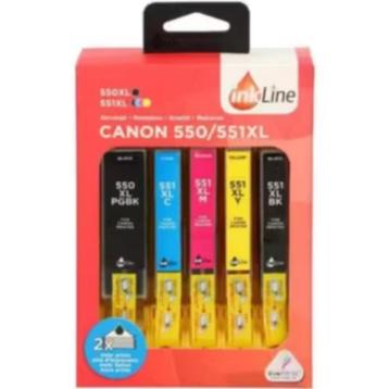 NIEUW! Inkline cartridge Canon 550/551 XL (2zw+3kl), €5,99 beschikbaar voor biedingen