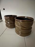 Aardewerk Bloempotten - Groen/Bruin - Zo Goed Als Nieuw, Tuin en Terras, Ophalen, Rond, Binnen, Zo goed als nieuw