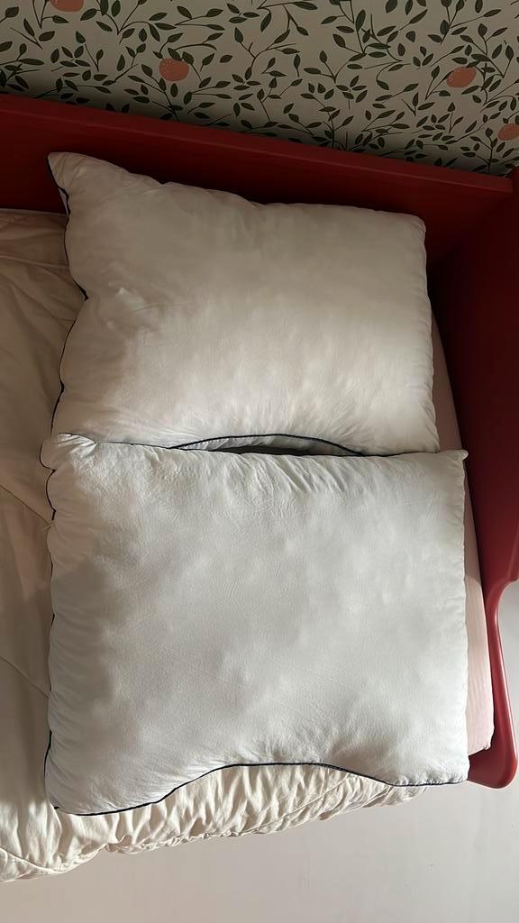 2x hoofdkussen Dixxius, Huis en Inrichting, Slaapkamer | Beddengoed, Zo goed als nieuw, Kussen, Tweepersoons, Wit, Ophalen