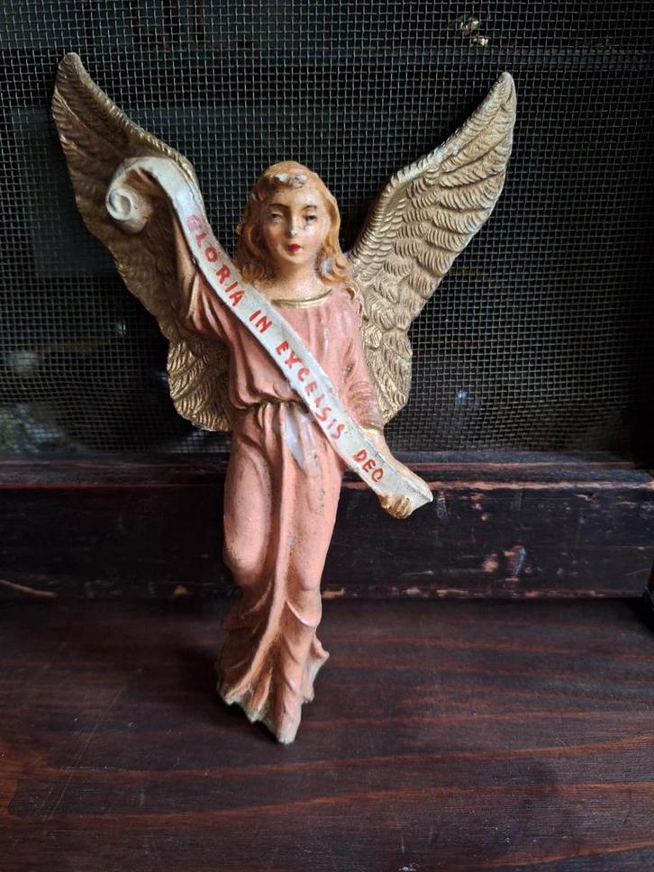 Kerststal Engel/Engeltje/Oude Kerstversiering/Kerstmis, Antiek en Kunst, Curiosa en Brocante, Ophalen of Verzenden