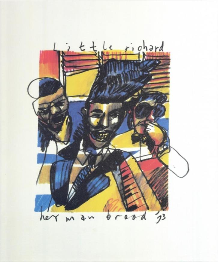 Herman Brood litho Little richard bieden, Antiek en Kunst, Kunst | Litho's en Zeefdrukken, Ophalen of Verzenden