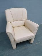 fauteuil / bijzetfauteuil in beige leer, Huis en Inrichting, Fauteuils, Minder dan 75 cm, Gebruikt, Leer, 50 tot 75 cm