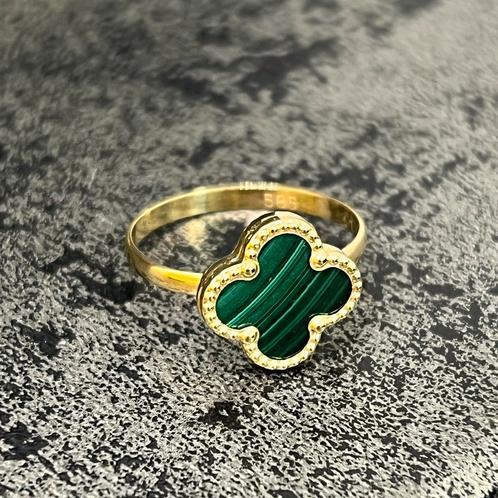 14k gouden ring klavervier groen, Sieraden, Tassen en Uiterlijk, Ringen, Nieuw, Dame, Goud, Ophalen of Verzenden