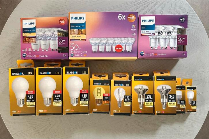 Philips GU10 & Handson LED Lampen - Diverse, Huis en Inrichting, Lampen | Losse lampen, Nieuw, Led-lamp, Minder dan 30 watt, E27 (groot)