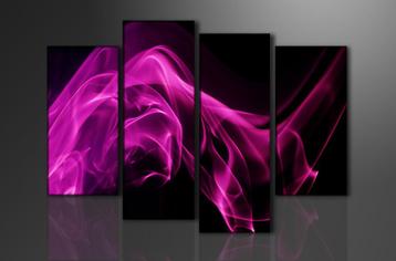 Nieuw * 4 Luik van Canvas * Roze Paarse Fantasie 80x130cm beschikbaar voor biedingen