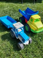 Tractor met kar + kiepwagen voor zandbak, Ophalen of Verzenden, Gebruikt