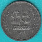 Nederland 25 cent 1943 Wilhelmina zink, Sch. 1030, Ophalen of Verzenden, Koningin Wilhelmina, 25 cent, Losse munt