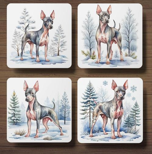 American Hairless Winter onderzetters met houder, Huis en Inrichting, Woonaccessoires | Onderzetters, Nieuw, Glas of Kopje, Ophalen of Verzenden
