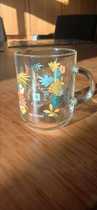 Nespresso inhale exhale enjoy Alessandra ambrosio glas beker, Huis en Inrichting, Keuken | Servies, Nieuw, Kop(pen) en/of Schotel(s)