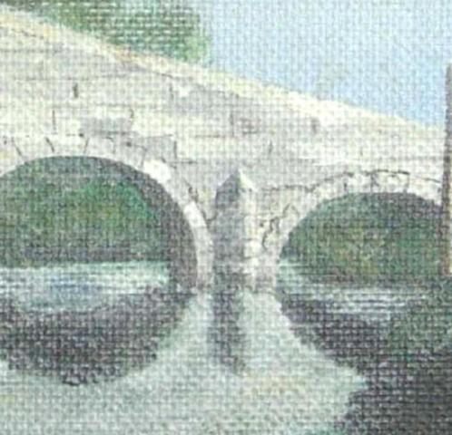 De  stenen Brug of Maria Theresa brug over de Roer., Antiek en Kunst, Kunst | Schilderijen | Klassiek, Ophalen of Verzenden