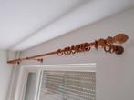 2x Gordijnrail Roede Stok met ringen Eiken Kleur Hout 260 cm, Huis en Inrichting, Ophalen, Gebruikt, Bruin, 200 cm of meer