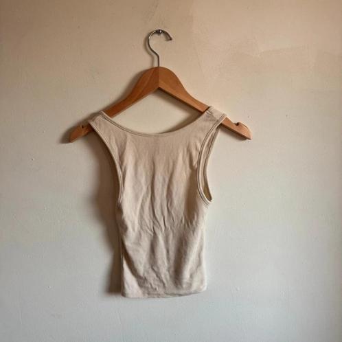 Tanktop van geribbeld katoen, maat M, Kleding | Dames, Tops, Zo goed als nieuw, Maat 38/40 (M), Beige, Zonder mouw, Ophalen of Verzenden