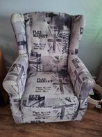 Vintage fauteuil met Union Jack print zgan, Huis en Inrichting, Gebruikt, Vintage, 75 tot 100 cm, Ophalen of Verzenden