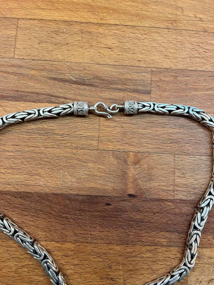 Zilveren Koningsketting - 203gr, 8mm 63cm, Sieraden, Tassen en Uiterlijk, Kettingen, Zo goed als nieuw, Zilver, Ophalen of Verzenden