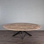 24790 Eettafel Tafel Mangohout Ovaal 2,40 m x 1,20, Huis en Inrichting, Tafels | Eettafels, Ophalen, 100 tot 150 cm, Vijf personen of meer