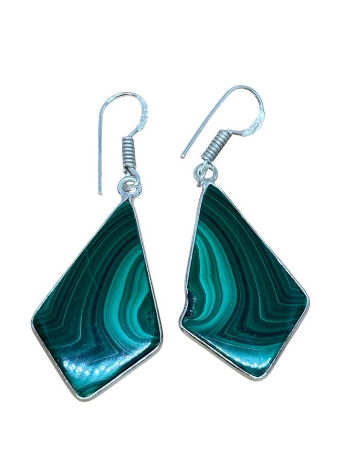 Malachiet Oorbellen - Edelsteen, Sieraden, Tassen en Uiterlijk, Oorbellen, Nieuw, Hangers, Overige materialen, Groen, Met edelsteen